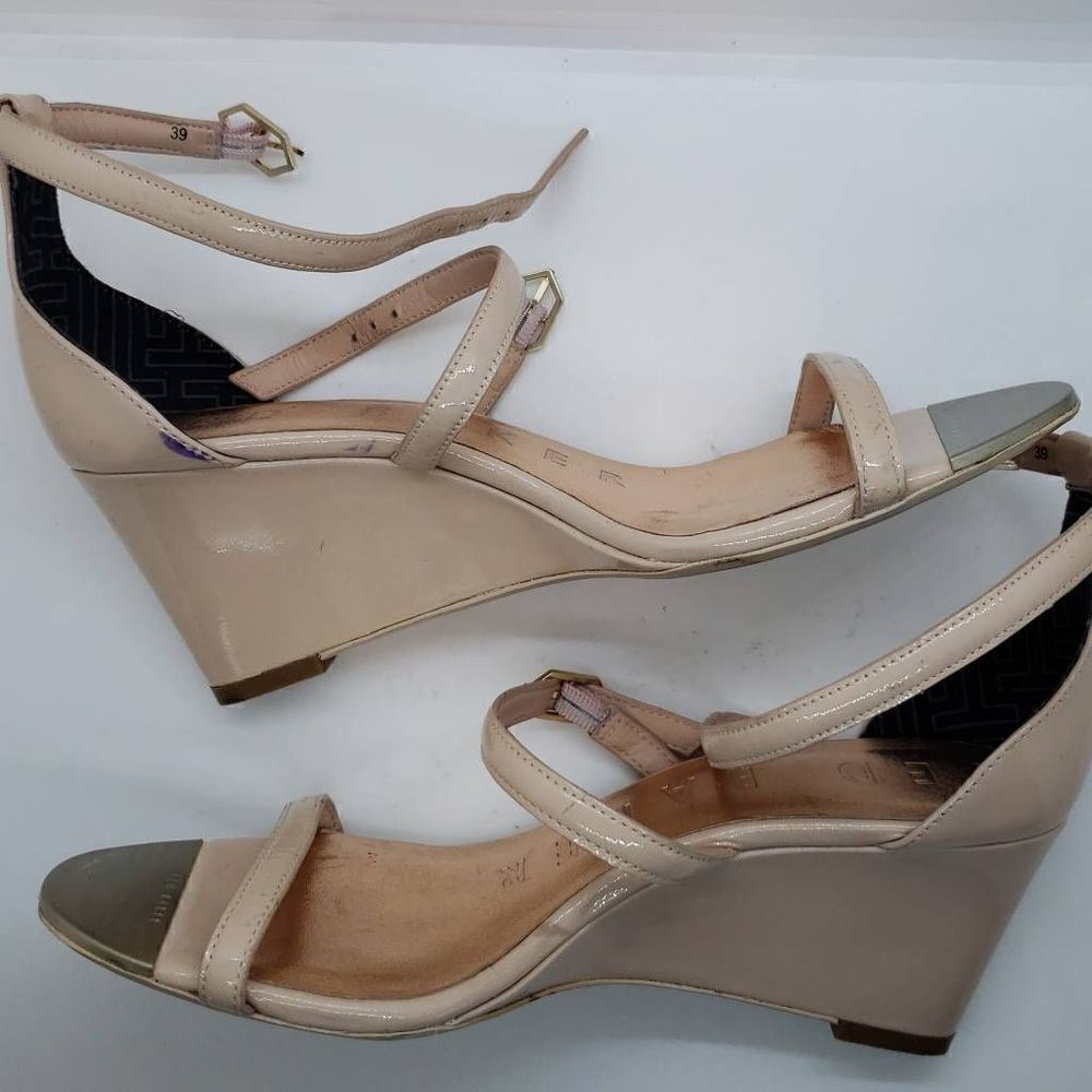 Ted Baker Women Ankle Strap Heeled Sandal Nude Pink Size 9